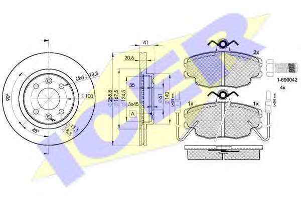 Комплект тормозов, дисковый тормозной механизм
