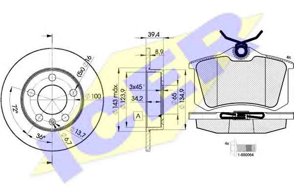 Комплект тормозов, дисковый тормозной механизм
