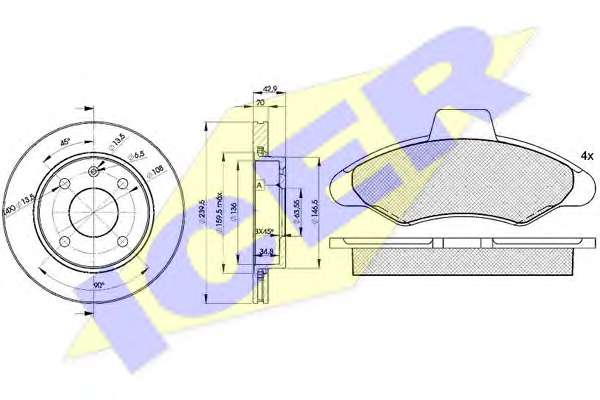 Комплект тормозов, дисковый тормозной механизм