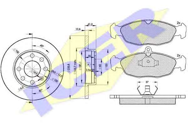 Комплект тормозов, дисковый тормозной механизм