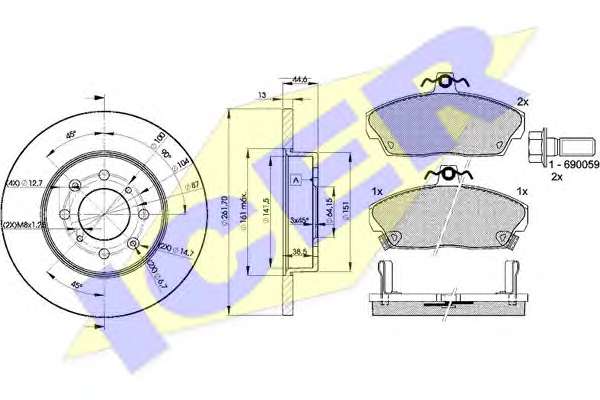 Комплект тормозов, дисковый тормозной механизм