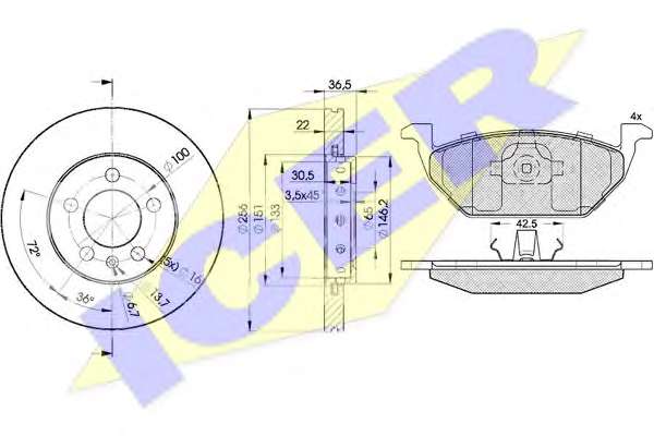 Комплект тормозов, дисковый тормозной механизм