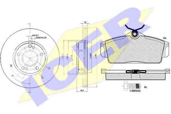 Комплект тормозов, дисковый тормозной механизм