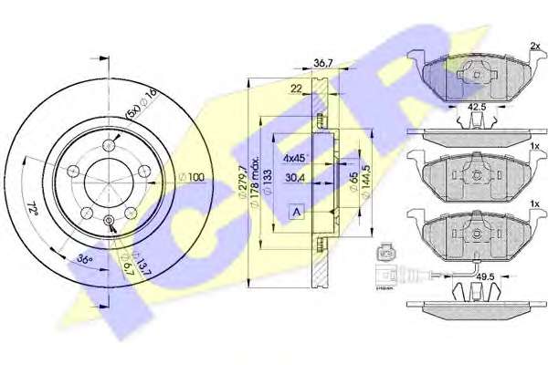 Комплект тормозов, дисковый тормозной механизм