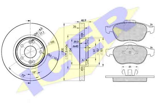 Комплект тормозов, дисковый тормозной механизм