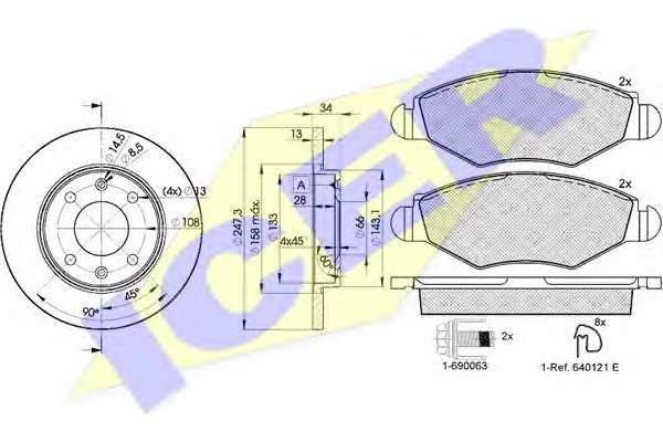 Комплект тормозов, дисковый тормозной механизм
