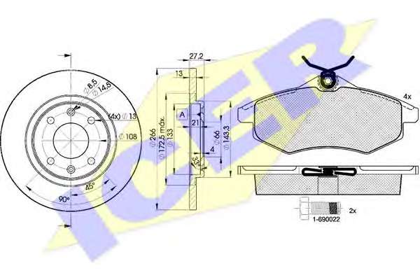 Комплект тормозов, дисковый тормозной механизм