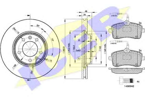Комплект тормозов, дисковый тормозной механизм