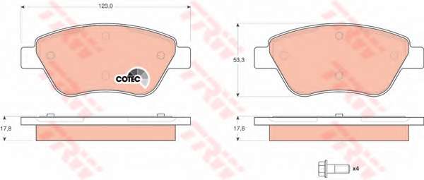 Комплект тормозных колодок, дисковый тормоз