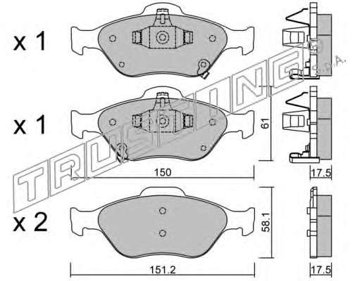 Комплект тормозных колодок, дисковый тормоз
