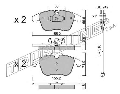 Комплект тормозных колодок, дисковый тормоз