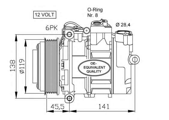Компресор кондиціонера DB C W202 93-01, E W210 93-03, G W463 96-, ML W163 98-05, S W140 91-98, SLK R170 96-04, Sprinter 95-02, V W638 96-0