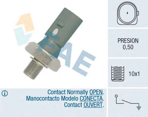 Датчик давления масла VW Caddy 1.9TDI/T5 2.0-2.5TDi 95- (0.9 bar) (серый)