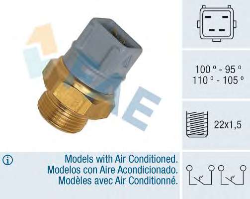 Датчик включения вентилятора Ford Transit 1.6-2.0 85-94 (100°C)