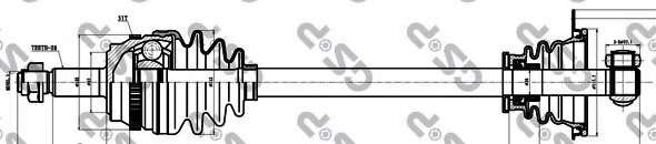 Полуось Renault Master 98- (L) (28x670x51T) (+ABS) d=37.1