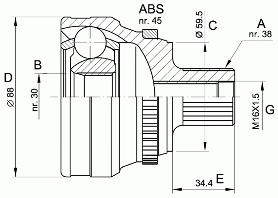Шарнирный комплект, приводной вал