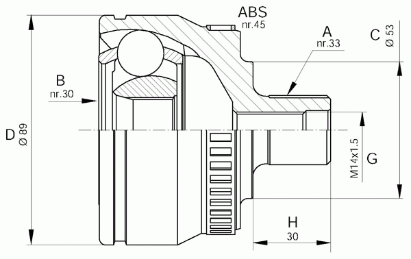 Шарнирный комплект, приводной вал