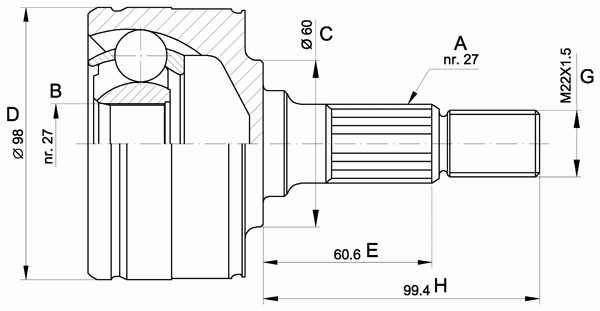 Шарнирный комплект, приводной вал