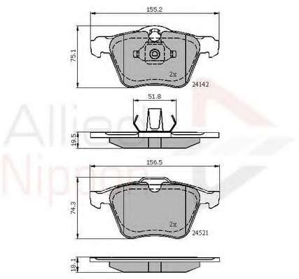 Комплект тормозных колодок, дисковый тормоз