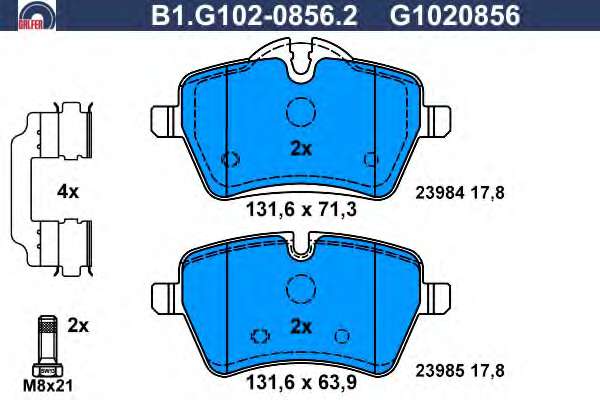 Комплект тормозных колодок, дисковый тормоз