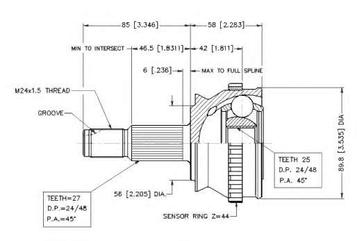 Шарнирный комплект, приводной вал