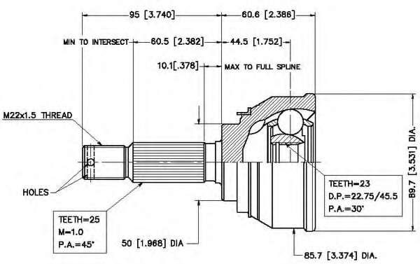 Шарнирный комплект, приводной вал