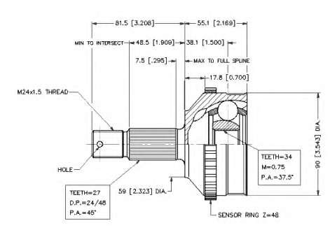 Шарнирный комплект, приводной вал