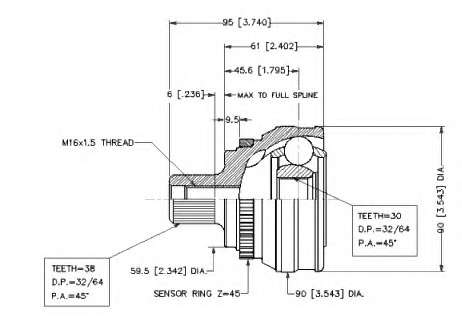 Шарнирный комплект, приводной вал