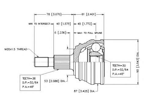 Шарнирный комплект, приводной вал