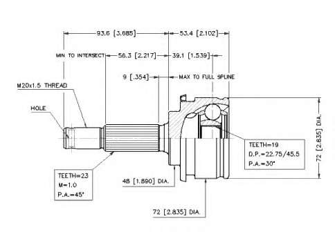 Шарнирный комплект, приводной вал