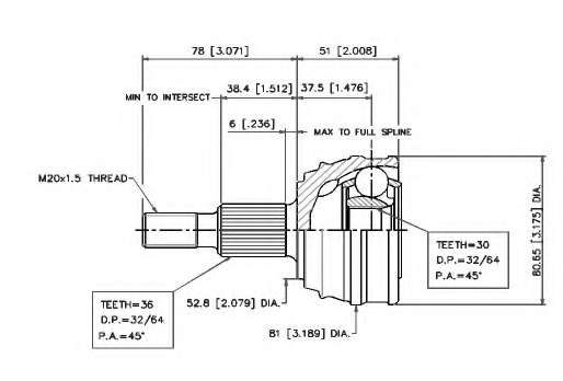 Шарнирный комплект, приводной вал