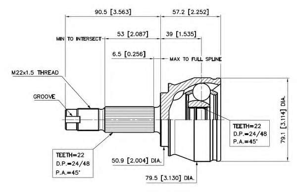 Шарнирный комплект, приводной вал