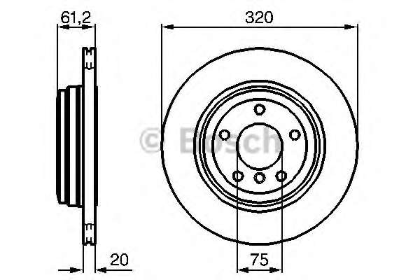 Диск тормозной (задний) BMW 5 (E60/E61)/6 (E64) 2.0-3.0i/2.0-3.0d 03-12 (320x20) M54/M57/N43/N46/N52