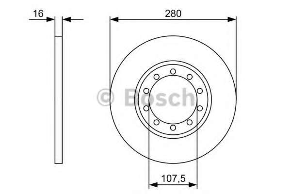 Диск тормозной (задний) Ford Transit 2.2-3.2 D 2.3 i 06-14 (280х16)(полный)