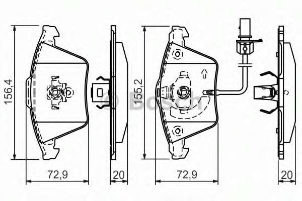 Колодки тормозные (передние) Audi A4 03-09/A6/A8 03-11 (+датчики) (заменен на 0986494104)