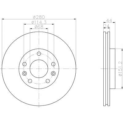 Ø 280mm Диск гальмівний перед. Dacia Duster/Renault Megane III/Scenic III 1.4-2.0 08- (280X24)