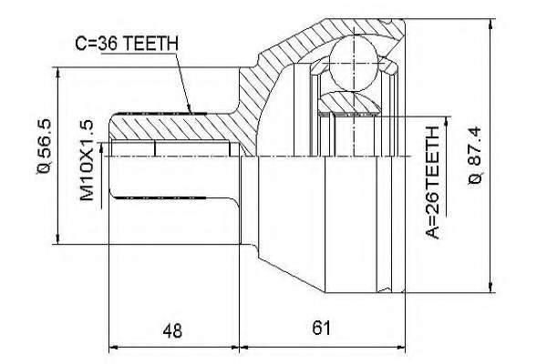 Шарнирный комплект, приводной вал