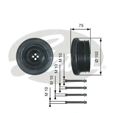 Шкив коленвала BMW 5 (E60)/X5 (E70) 2.5D/3.0D 02- (4PK + 6PK) (M57)