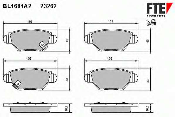 Комплект тормозных колодок, дисковый тормоз