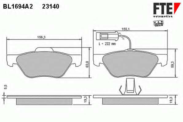 Комплект тормозных колодок, дисковый тормоз