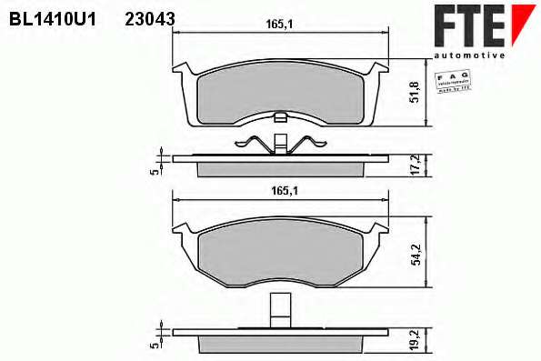 Комплект тормозных колодок, дисковый тормоз