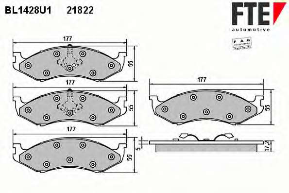 Комплект тормозных колодок, дисковый тормоз