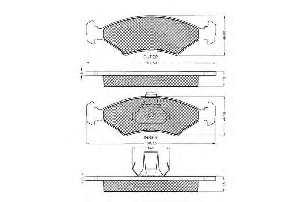 Комплект тормозных колодок, дисковый тормоз