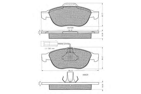 Комплект тормозных колодок, дисковый тормоз