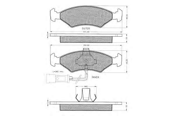 Комплект тормозных колодок, дисковый тормоз