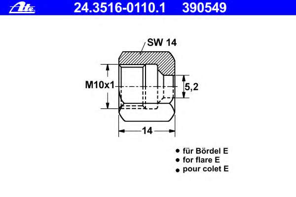 Соединитель трубки тормозной (M10x1/14x14/d=5.2)