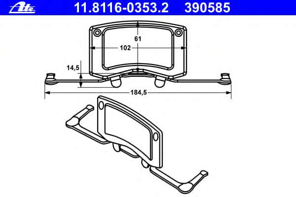 Планка суппорта (переднего) прижимная BMW 5(E60/61)/ 6 (E63)/7 (E65-E67) 04-10 (Ate) M57/M67 (к-кт)