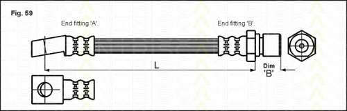 Шланг гальмівний передній Opel Ascona C 81-88 Kadett D E 79-93