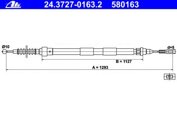 Трос ручника Ford Galaxy/VW Sharan 95-10 (L=1293mm)