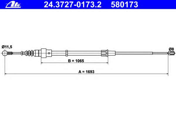 Трос ручника (задний) VW Golf IV 97-06/Seat Toledo 98-04/Skoda Octavia 97-10 (L=1693mm)